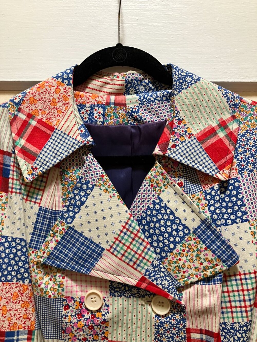 *STUNNING* 1960s Patchwork Coat, Excellent Cond. Vintage size 20.5! Large! CUTE! - Picture 4 of 16